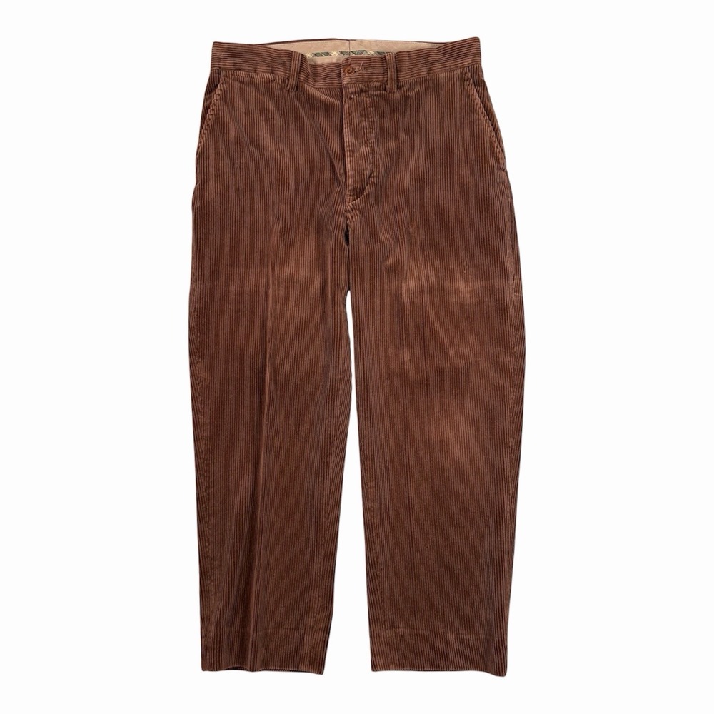 Vintage POLO RALPH LAUREN Men 32x30(25) Brown Straight Corduroy Pants Old Money